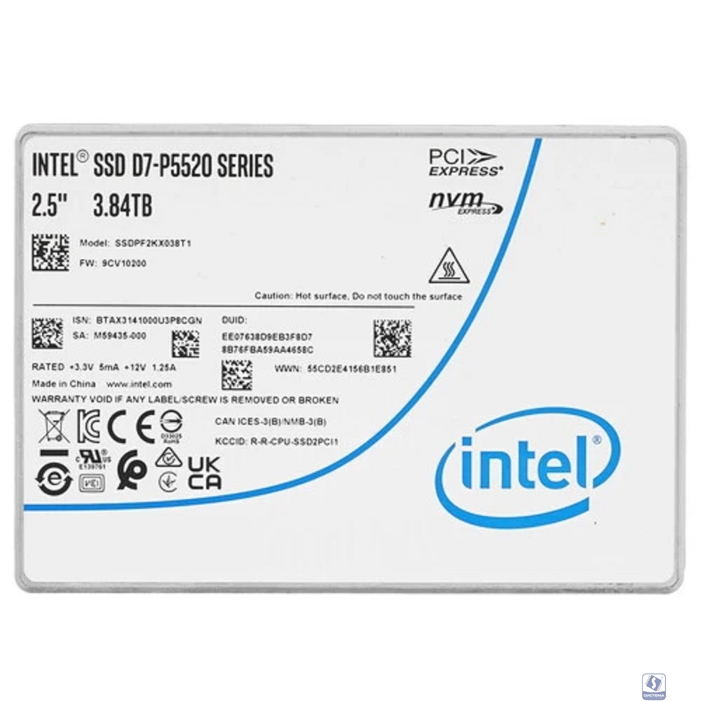 SSD жесткий диск PCIE 3.84TB TLC D7-P5520 SSDPF2KX038T1N1 INTEL