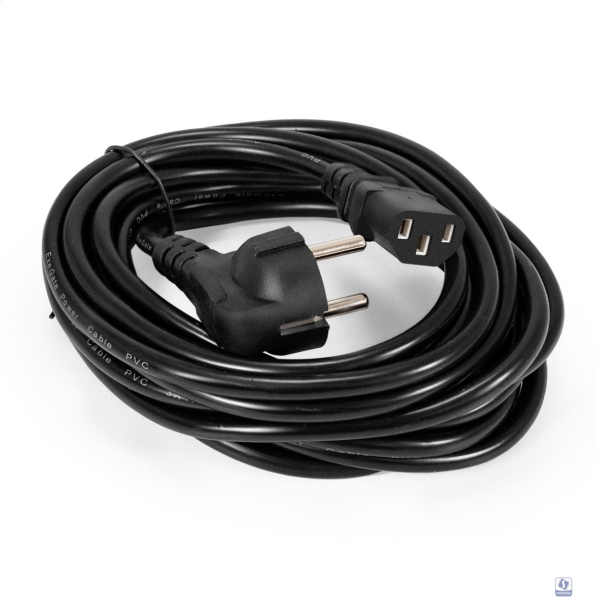 Exegate EP280665RUS Кабель питания ExeGate Power PC-5P (Евровилка угловая Schuko->С13) VDE-250V-3*0.75mm2, медь, черный, 5м.