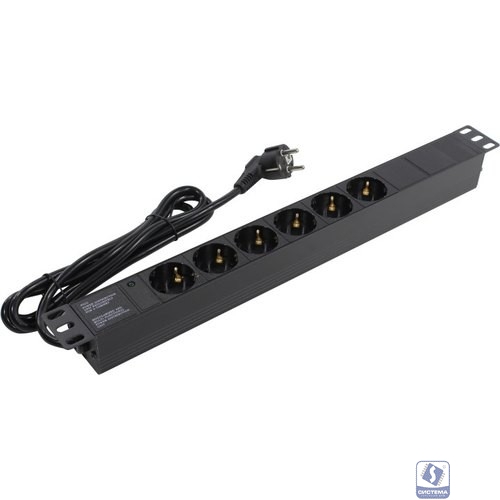 Exegate EX280827RUS Блок розеток ExeGate ServerPro PDU-19H602 Al-6S-EU2, 19",1U,алюм, 6Schuko, евровилка, 2м