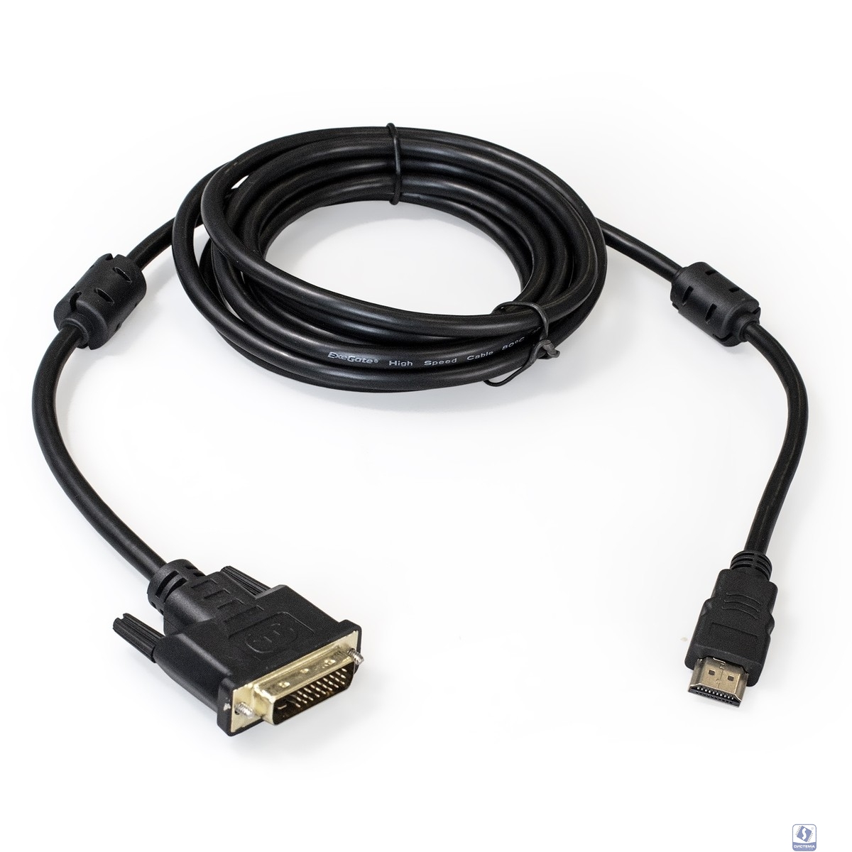 Exegate EX284907RUS Кабель HDMI-DVI ExeGate EX-CC-HDMIM-DVIM-3.0 (19M/25M, dual link, 3м, 2 фильтра, позолоченные контакты)