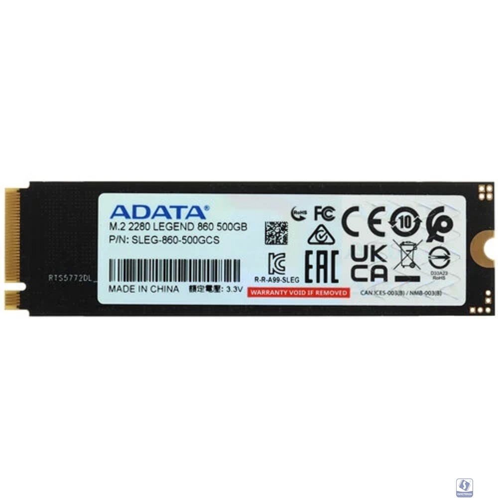 A-DATA SSD 500GB LEGEND 860 SLEG-860-500GCS PCI-E 4.0 x4, up to 5000/3000Mbs, 3D NAND, 160TBW, NVMe 1.4, 22x80mm, радиатор