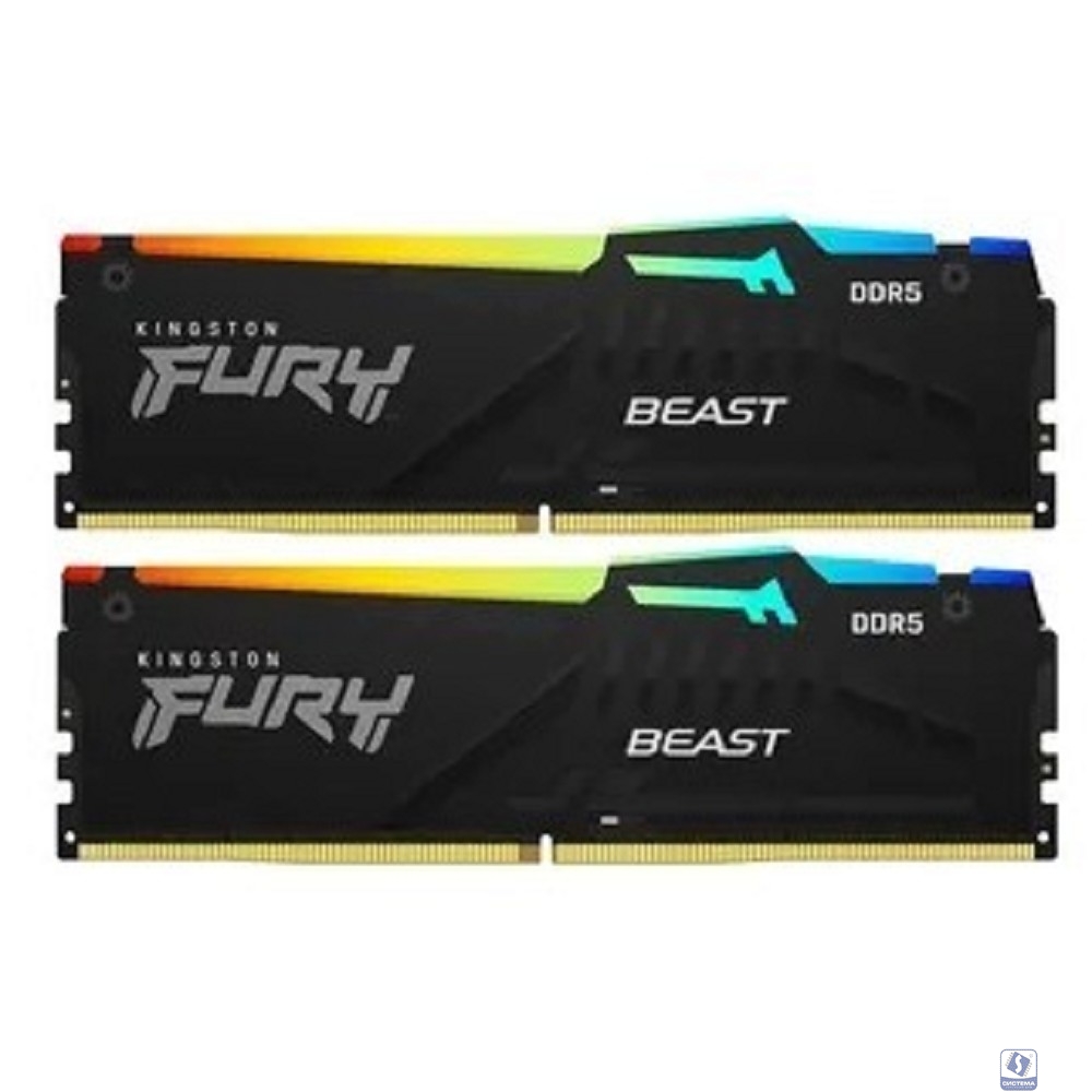 Kingston DDR5 DIMM 32GB DRAM (16GBx2) 5200MHz CL40 FURY Beast Black KF552C40BBAK2-32