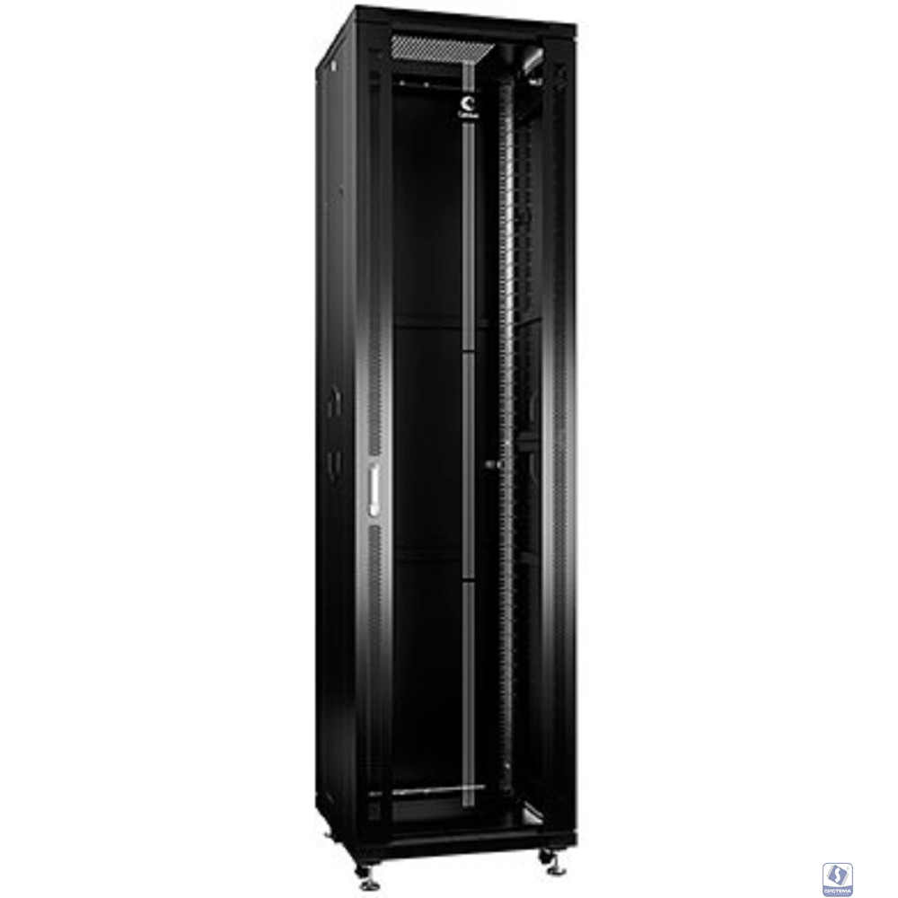 Cabeus SH-05C-47U60/60-BK Шкаф монтажный телекоммуникационный 19" напольный для распределительного и серверного оборудования 47U 600x600x2277mm (ШхГхВ) передняя стеклянная и задняя сплошная металличес