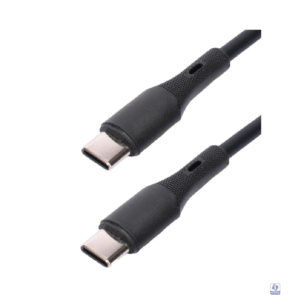 Cablexpert Кабель USB2.0 Type-C/Type-C, 3А, 65Вт, PD/QC3.0, силиконовый, медь, 1м, черный, пакет (CC-USB2S-CMCM-1M-BK)