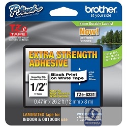 Brother TZES-231 Пленка в кассете чёрный шрифт на белой основе (TZES231)