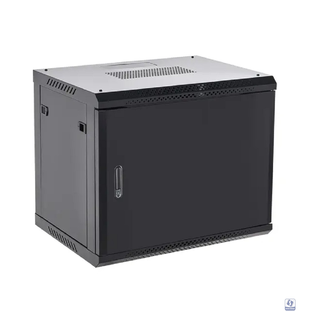 Rexant (04-1266-122) Настенный телекоммуникационный шкаф 19" 12U 600?600мм, дверь металл, с задней стенкой, разборный, черный (RAL 9005)