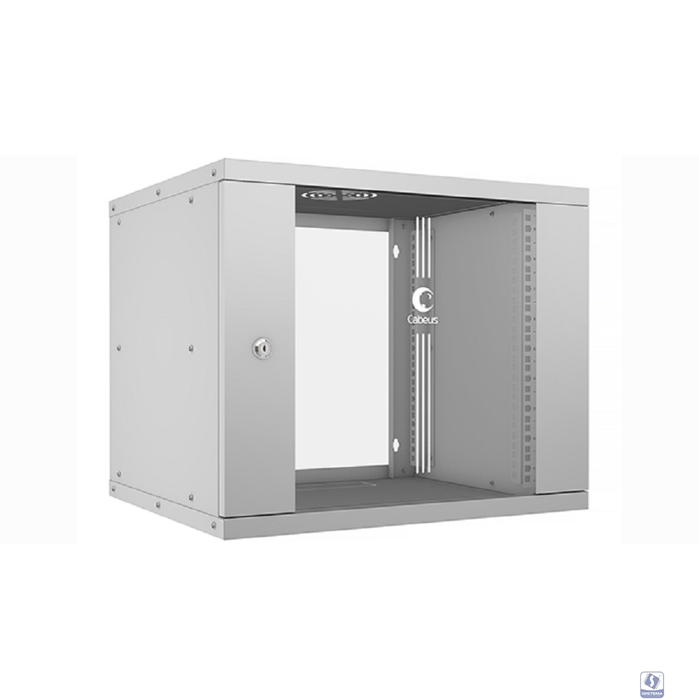 Cabeus WSC-05D-9U55/45 Шкаф телекоммуникационный настенный 19" 9U, серия LIGHT разборный, дверь стекло, цвет серый