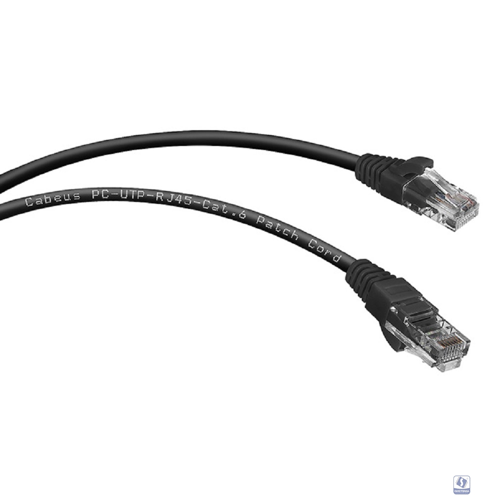 Cabeus PC-UTP-RJ45-Cat.6-1.5m-BK Патч-корд U/UTP, категория 6, 2xRJ45/8p8c, неэкранированный, черный, PVC, 1.5м