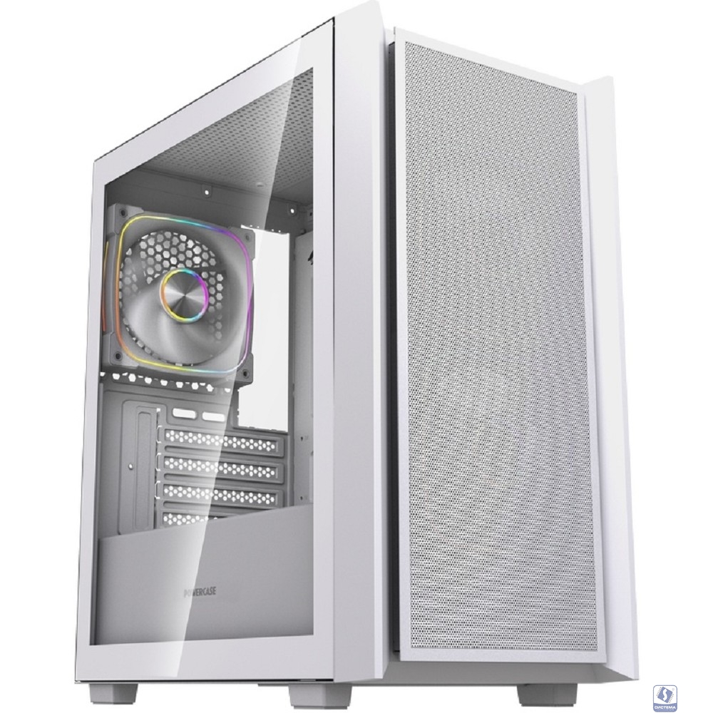 Powercase Корпус Mistral SM03 ARGB, Tempered Glass, 3x120mm ARGB PWM fans, белый, mATX  (CMMSM03W-A3)