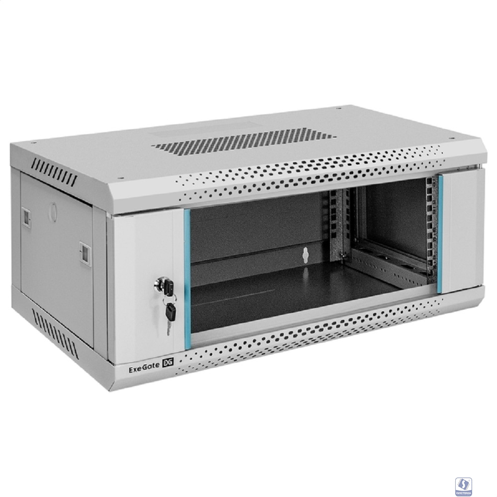 Exegate EX300251RUS Шкаф телекоммуникационный 19" настенный 4U ExeGate EC-WM-4U.450.G.GREY (19”, 4U, 600x450x280mm (ШхГхВ), передняя дверь закаленное стекло, съемные боковые панели, пыле- и влагозащит
