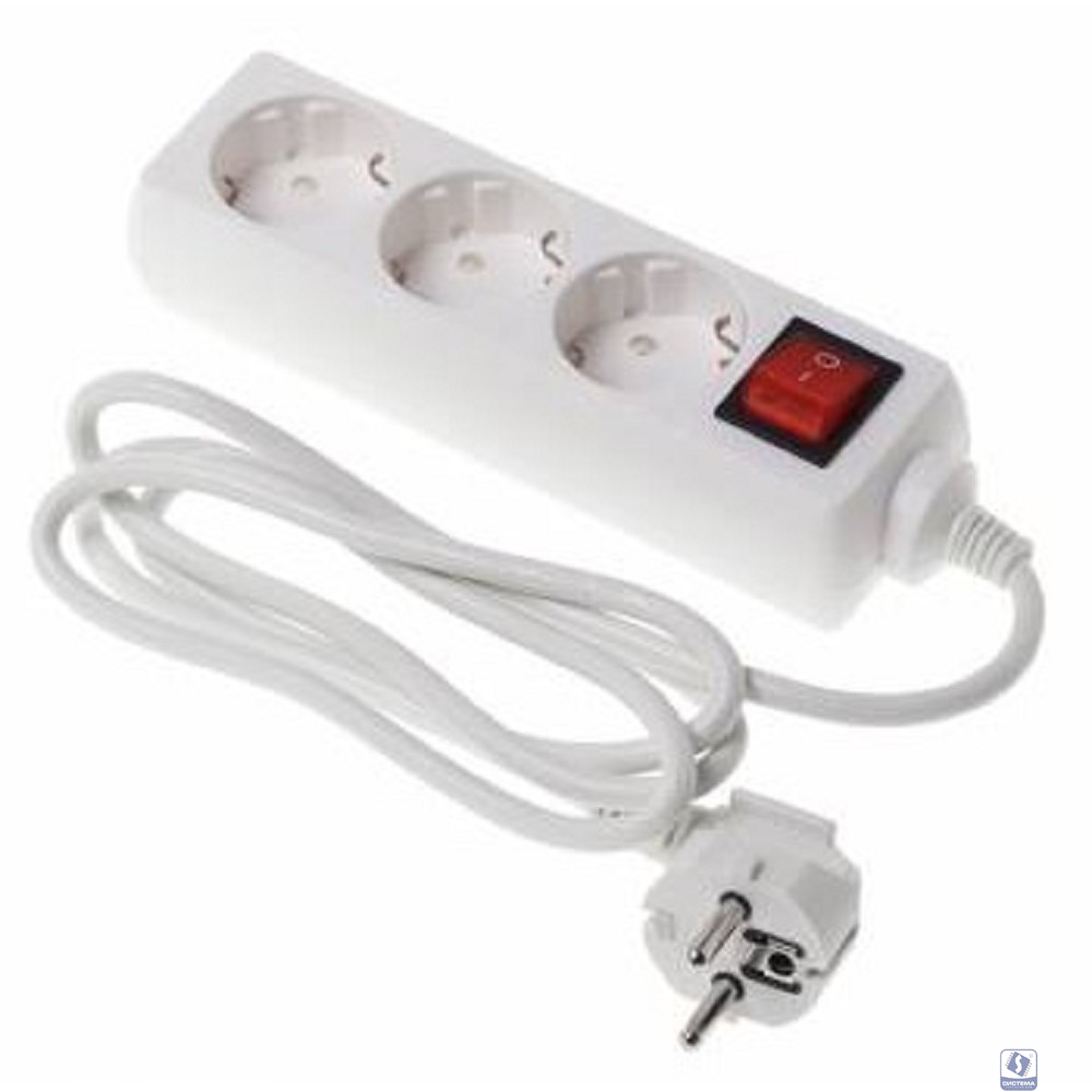 BURO Сетевой удлинитель 3 розетки, 1.5 метра (BU-PS3.1/W), белый (пакет ПЭ) 