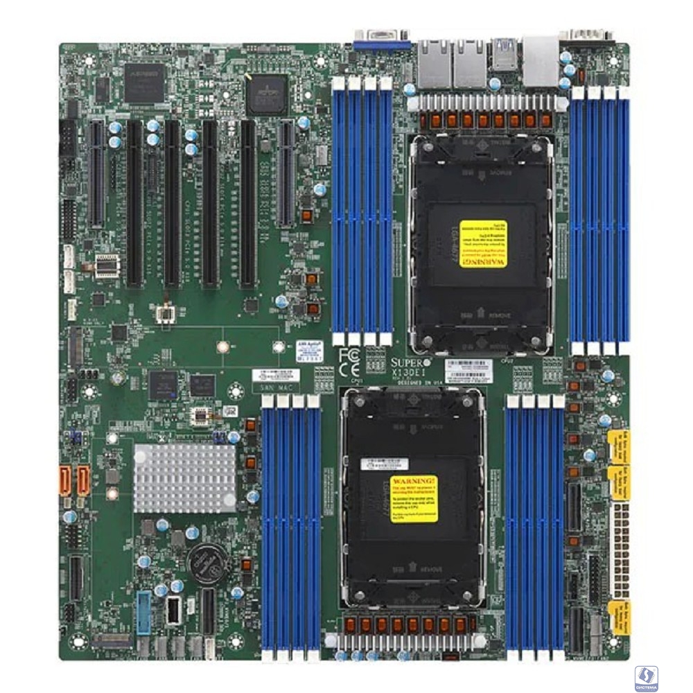 Supermicro MBD-X13DEI-B 2xLGA-4677, Intel Xeon SP gen 4, Intel C741, 16x DDR5 4800/4400/4000 MHz. 2x1Gbe Base-T BCM5720+1xMgmt LAN, 10xSATA3, 2xSATA-DOM, 6xUSB3,  4xPCI-Ex16+2xPCI-E x8+3xMCIO x8, 2xM.