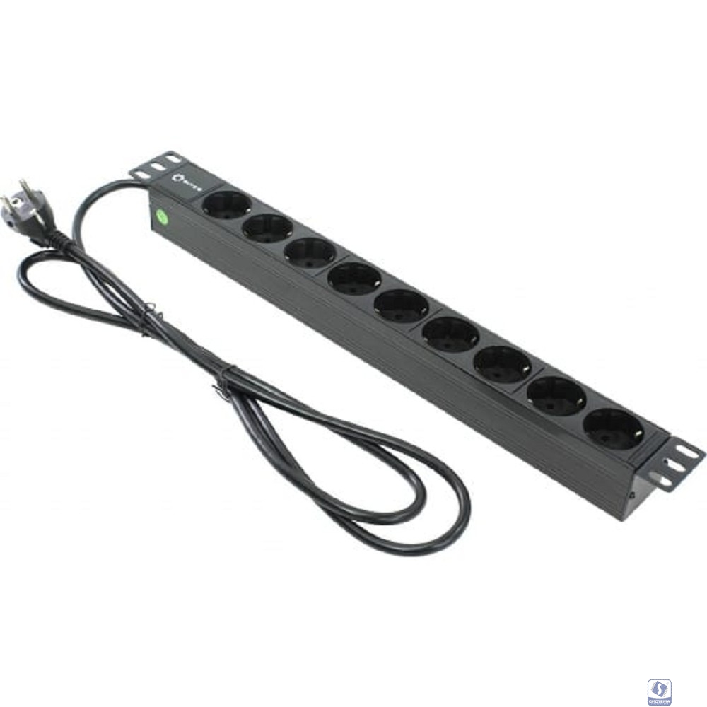 5bites PDU919P-02 Блок розеток 9S / PVC / 1U / 19" / 2M*3G*1.5MM2 / VDE