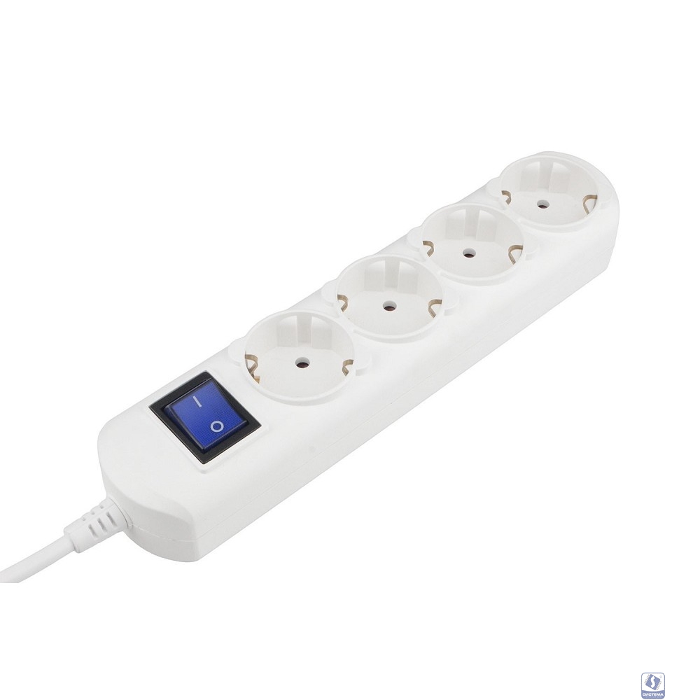 PowerCube Удлинитель (PC-5B-1,5M) 1.5м, 4 розетки, 16А, с/з, с выключателем, белый