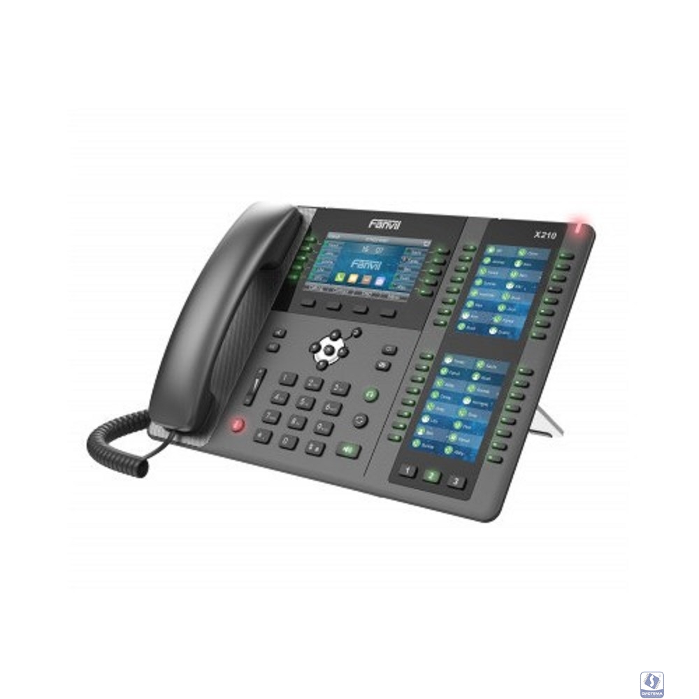 Fanvil X210 20 линии SIP, HD аудио,имеет цветной дисплей 4.3 дюймов 480x272, 3 ЖК дисплея, имеет 2 порта Gigabit LAN, питание PoE, 106 DSS/BLF ключи, WIFI, Bluetooth