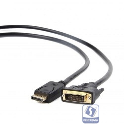 Кабель DisplayPort-DVI Gembird/Cablexpert  1м, 20M/19M, черный, экран, пакет(CC-DPM-DVIM-1M)