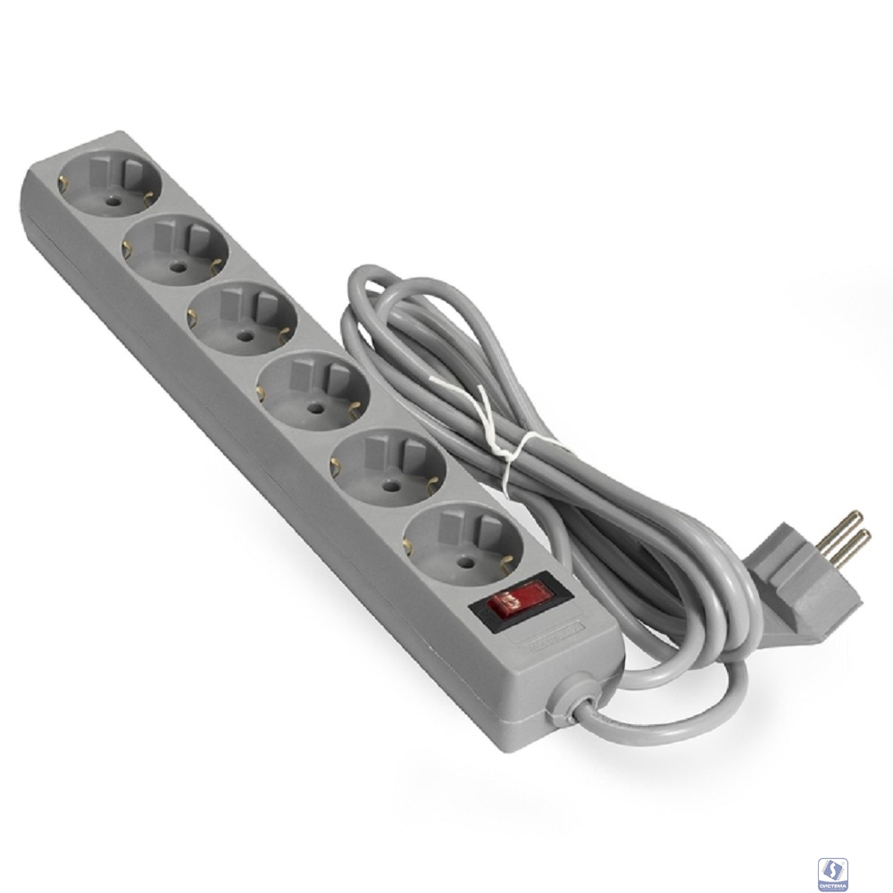 Exegate EX266865RUS Сетевой фильтр Exegate SP-6-1.5G (6 розеток, 1.5м, евровилка, светло-серый)