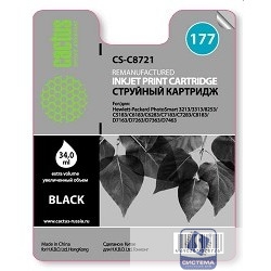 Cactus C8721 Картридж струйный Cactus CS-C8721 №177 черный для №177 HP PhotoSmart 3213/3313/8253/C5183/C6183 (34ml)