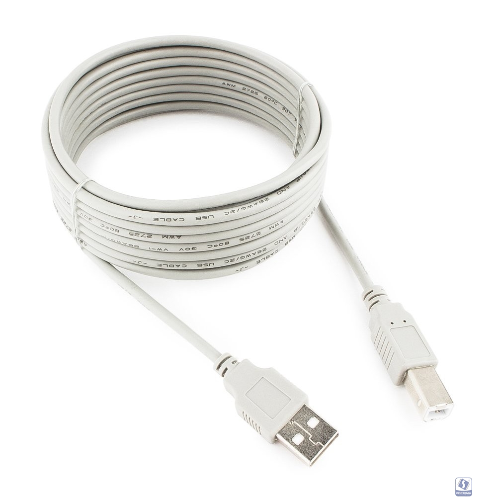 Cablexpert Кабель USB2.0 AM/BM, медь, Pro, 4.5м, серый, пакет (CC-USB2-AMBM-15-N)