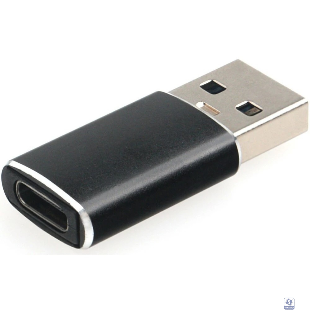 Переходник USB3.1 Cablexpert AM/Type-C(F), 5Гбит/с, QC3.0, метал.корпус, Pro, черный, (A-USB3.1-AMCF)