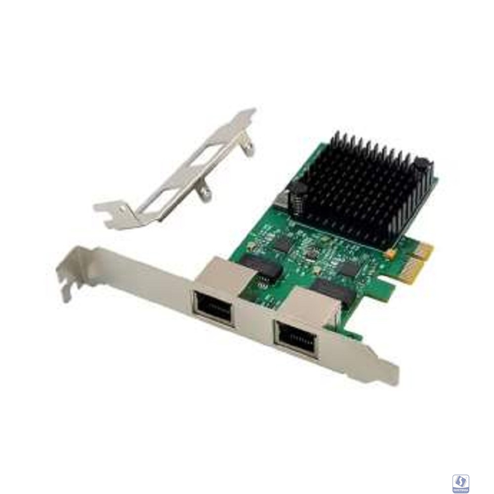 ORIENT XWT-RTL8125L2PE, Сетевая карта PCI-Ex1 v3.0 2xRJ45 2.5GbE NIC, RTL8125B+ASM1806 chipset, 2.5/1 Гбит/с, 2 планки крепления (33249)
