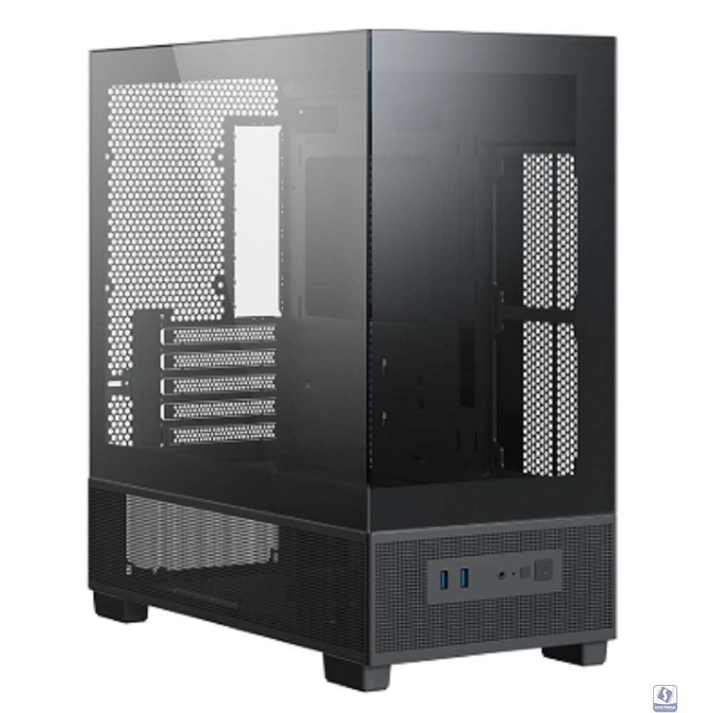 XASTRA Корпус Q500M-0F Black mATX/Aquarium/Screewless/no fans/ Q500M-0F