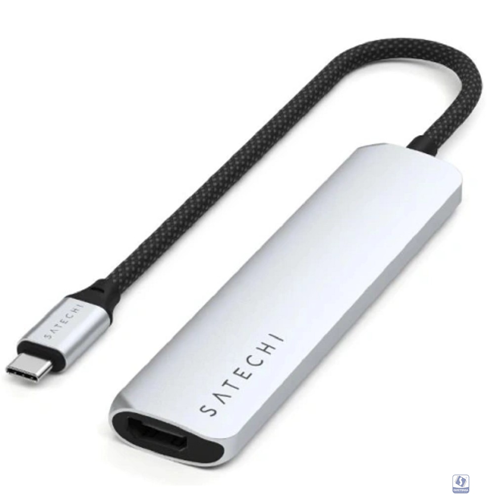 Док-станция Satechi ST-P6SS 6-IN-1 USB-C SLIM MULTIPORT ADAPTER, SILVER