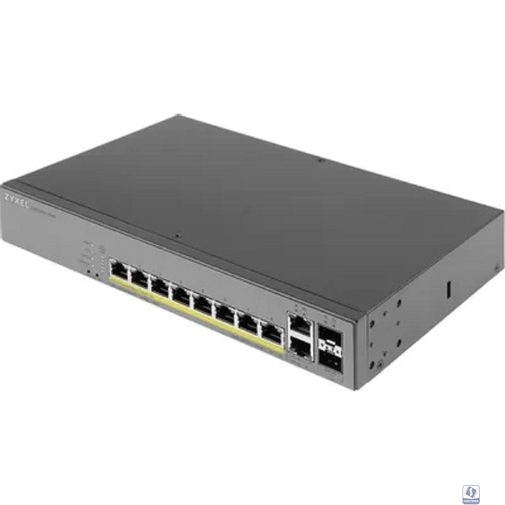 ZYXEL GS1350-12HP-EU0101F L2 коммутатор PoE+ для IP-видеокамер 10xGE (8xPoE+), 2xSFP, бюджет PoE 130 Вт, дальность передачи питания до 250 м, автоперезагрузка PoE-портов