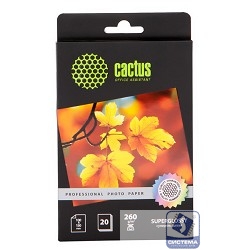 CACTUS CS-HGA626020 Фотобумага Professional, суперглянцевая, 10x15, 260 г/м2, 20 листов