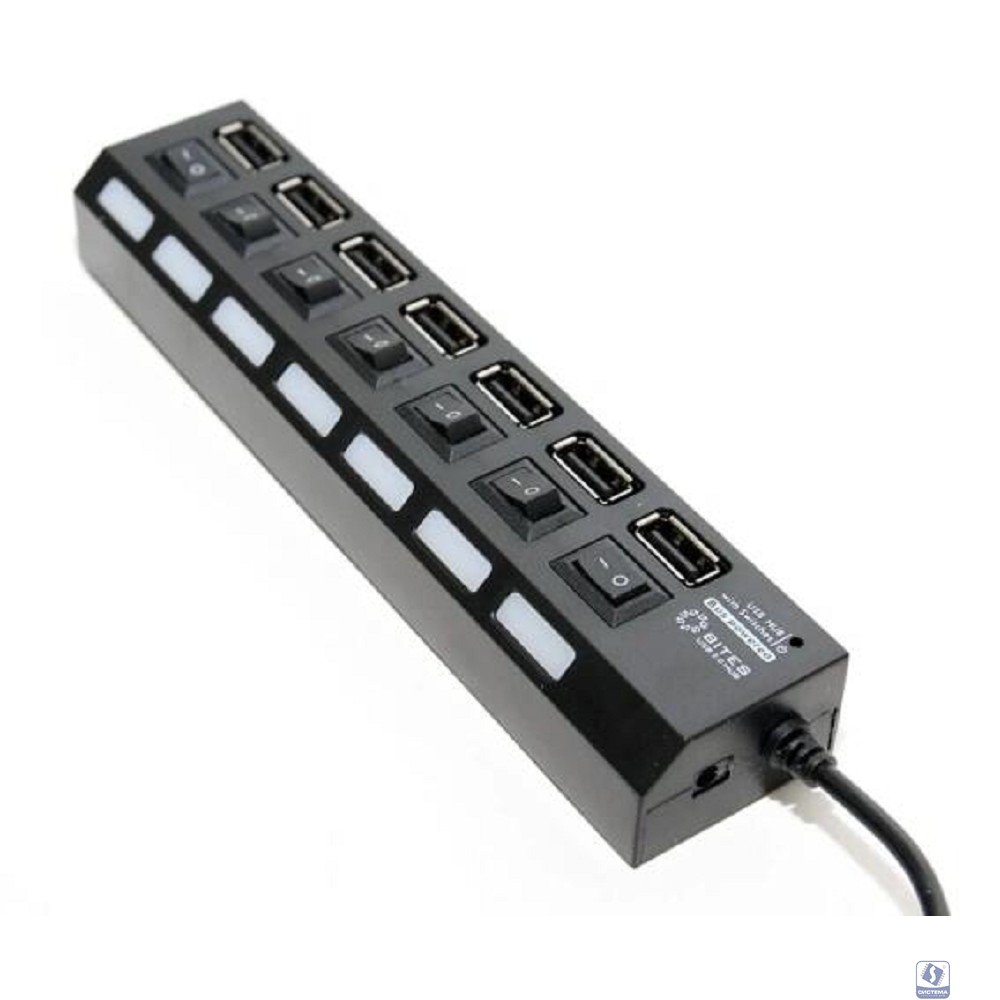 5bites HB27-203PBK Концентратор 7*USB2.0 / БП 5В-2А / 1M / BLACK