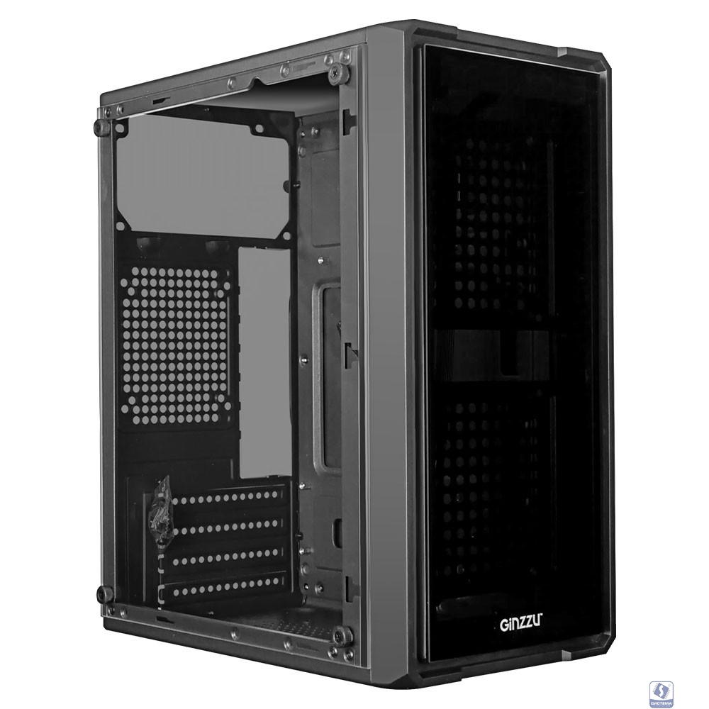 Ginzzu B175  2*USB 2.0,AU передняя и боковая панель стекло