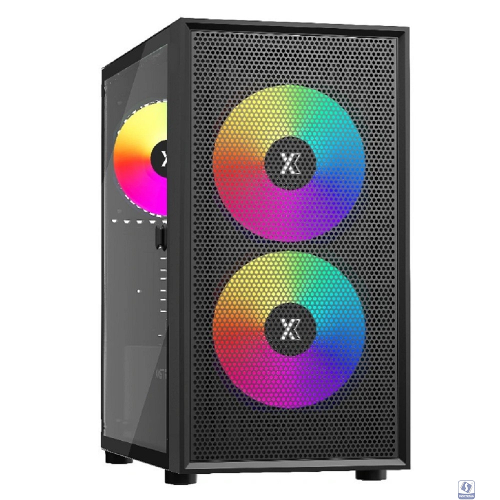 XASTRA Корпус A305M 3ARGB Black mATX/Mesh/ tempered glass / 2x140mm + 1x120mm ARGB PWM fans/ Door/  A305M-2FC14A-1FC12A-D
