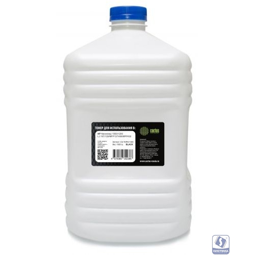 Тонер Cactus CS-THPW-1000 черный флакон 1000гр. для принтера HP Neverstop 1000/1200, HP LJ 107/135/MFP137/408/MFP432