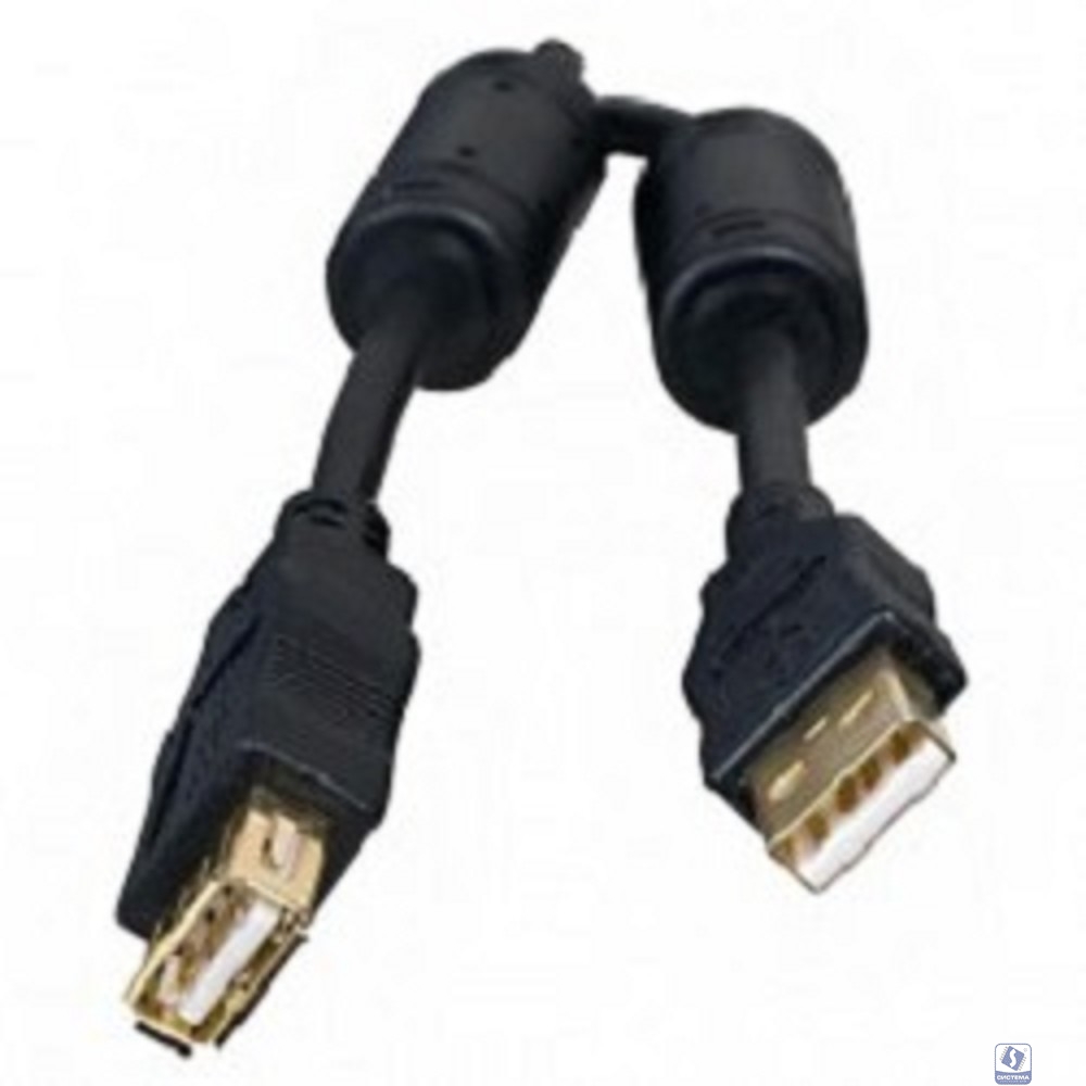 5bites UC5011-018A Проф. Кабель  USB2.0, AM/AF, зол.разъемы, ферр.кольца, 1.8м., черный