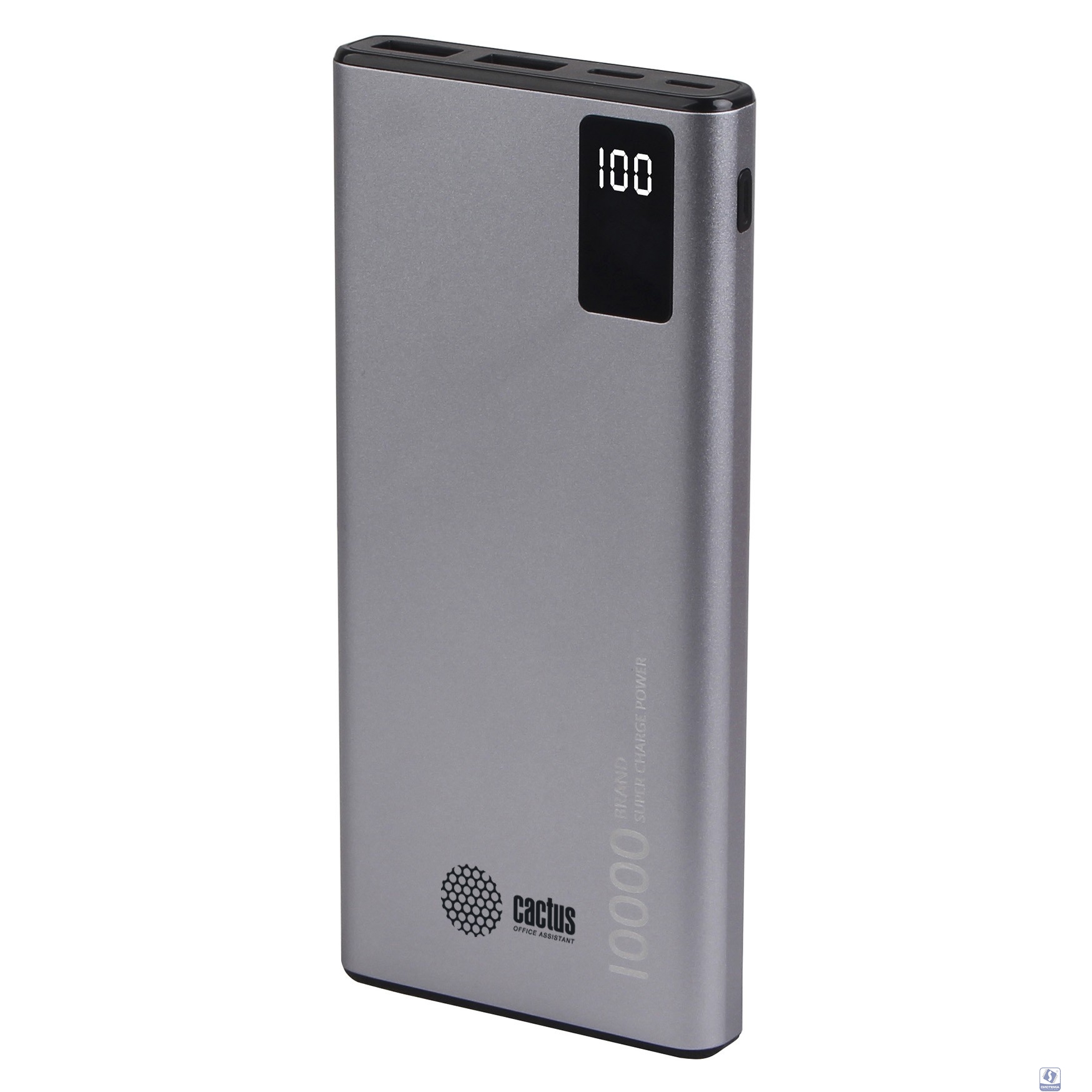 Мобильный аккумулятор Cactus CS-PBFSLT-10000 10000mAh 3A 2xUSB серый