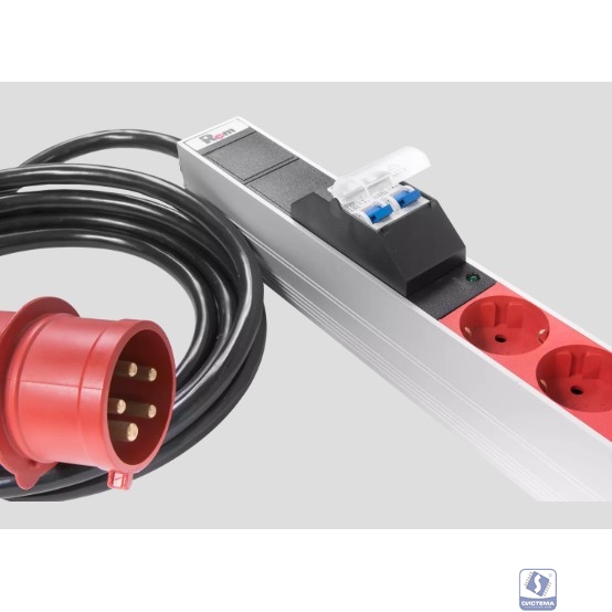 REM Верт блок розеток Rem-3x32, 3 фазы 32A, 6 авт, инд, 30 S, 2100 мм, IEC 309, шнур 3 м (R-3x32-30S-A-I-2100-3-3PN)