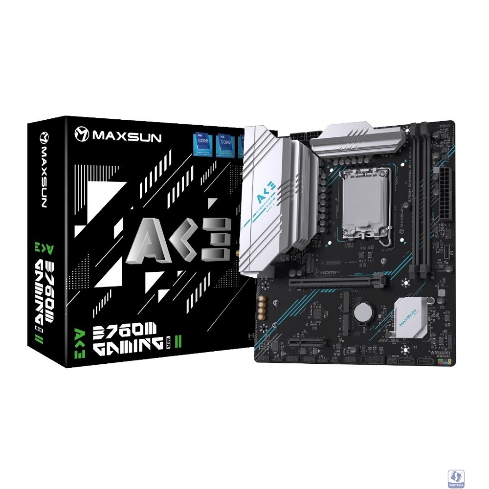MAXSUN MS-B760M GAMING WIFI ACE 2 (Socket 1700, mATX, 2*DDR5, DP/2*HDMI, 2*SATA3, 3*M.2, 1xPCI-E x16 /1xPCI-E x4, 1*Type-C, 2*USB 2.0,  2*USB 3.2 , LAN 1*2.5G, Wi-Fi 6, ARGB,  RTL)