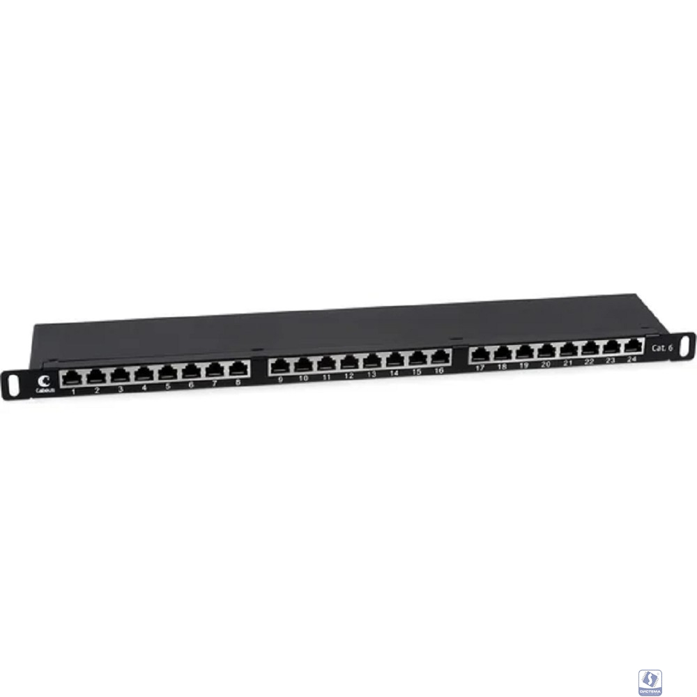 Cabeus PLHD-24-Cat.6-SH-Dual-0,5U Патч-панель высокой плотности 19" (0,5U), 24 порта RJ-45, категория 6, полностью экранированная, Dual IDC