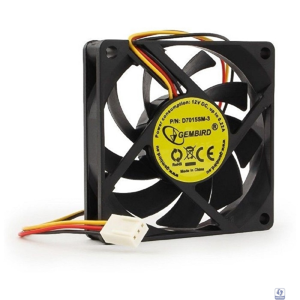 Gembird Вентилятор 70x70x15, втулка, 3pin, провод 25см [D7015SM-3]