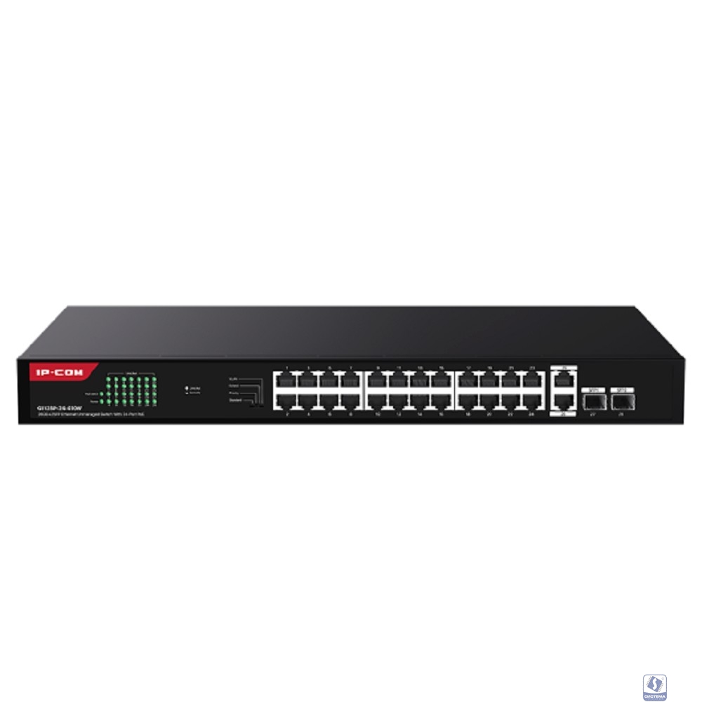 IP-COM G1128P-24-410W Неуправляемый гигабитный PoE коммутатор Ethernet 26GE+2SFP с 24 портами PoE