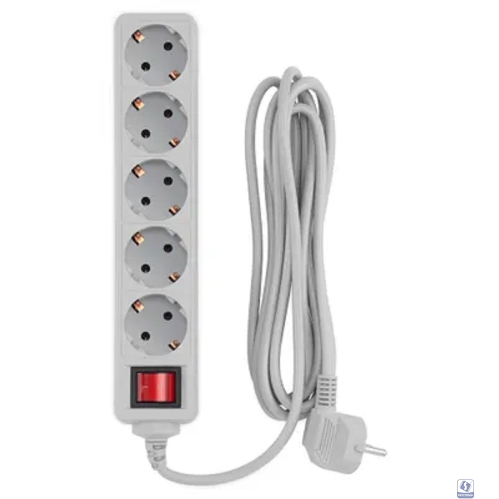 PC PET Сетевой фильтр AAP01006-3-G 3м (5 розеток, EURO, EURO/RUS), серый 