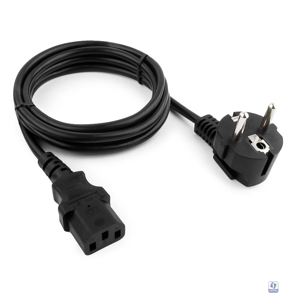 Кабель питания Cablexpert (RU) Schuko-C13, 3x1.5мм2, 10A, с заземлением, медь, 1.5м, черный,пак (PC-186-1.5-1.5M)