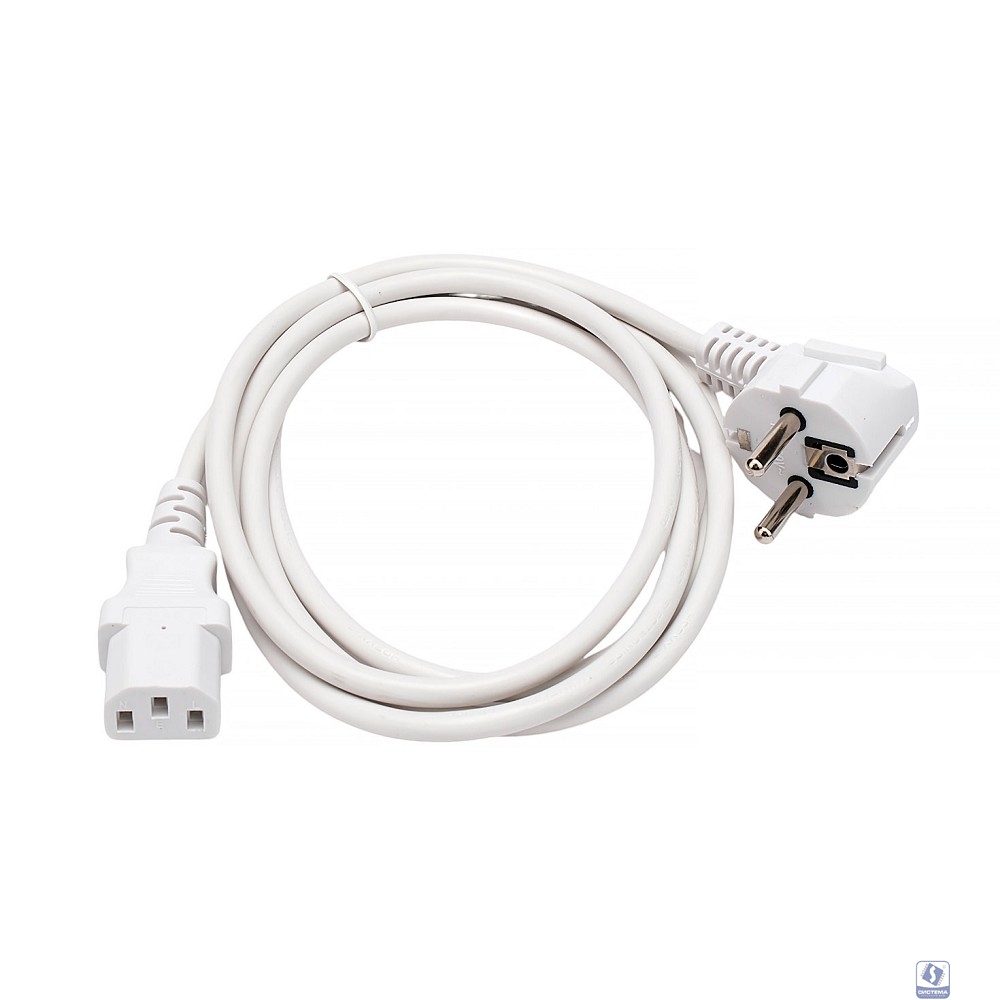 Кабель питания Cablexpert Schuko-C13, 3x0.5мм2, 6A, с заземлением, 1.8м, белый, пакет (PC-186W) (22859)
