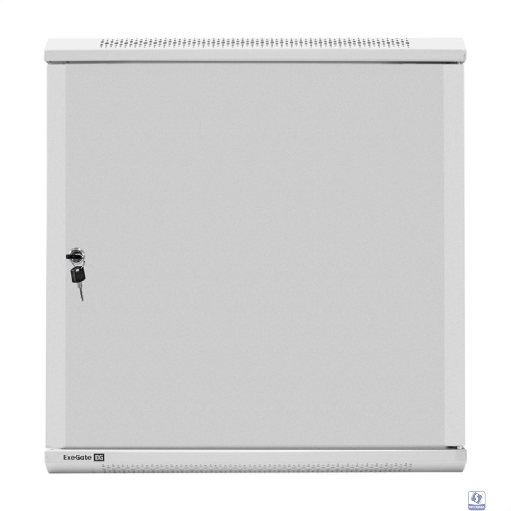 Exegate EX298616RUS Шкаф телекоммуникационный 19" настенный 12U ExeGate EC-WM-12U.600.M.GREY (19”, 12U, 600x600x635mm (ШхГхВ), передняя дверь металл, съемные боковые панели, пыле- и влагозащита IP23, 