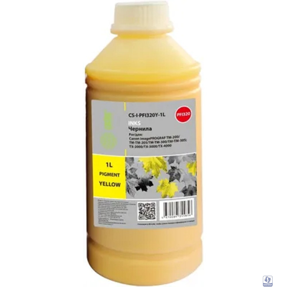Чернила Cactus CS-I-PFI320Y-1L PFI-320/120 желтый1000мл для Canon imagePROGRAF TM-200/TM-205/TM-300/TM-30