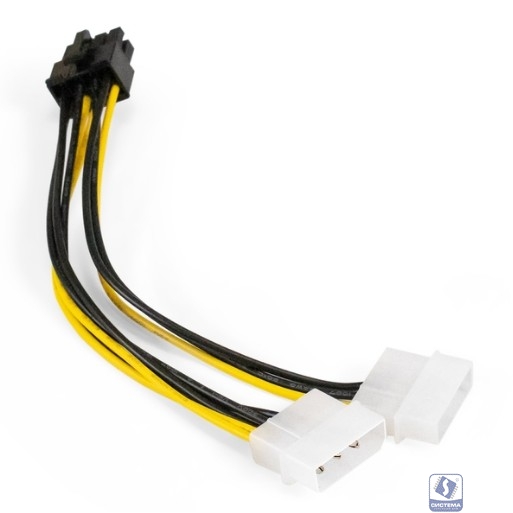 Exegate EX294788RUS Переходник питания PCI-Express 8pin ExeGate EX-CC-PSU-62 (от 2х разъемов Molex (IDE) блока питания, 0,15м)