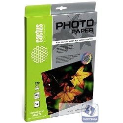 Cactus CS-MA422050DS Фотобумага матовая двусторонняя, А4, 220 г/м2, 50 листов