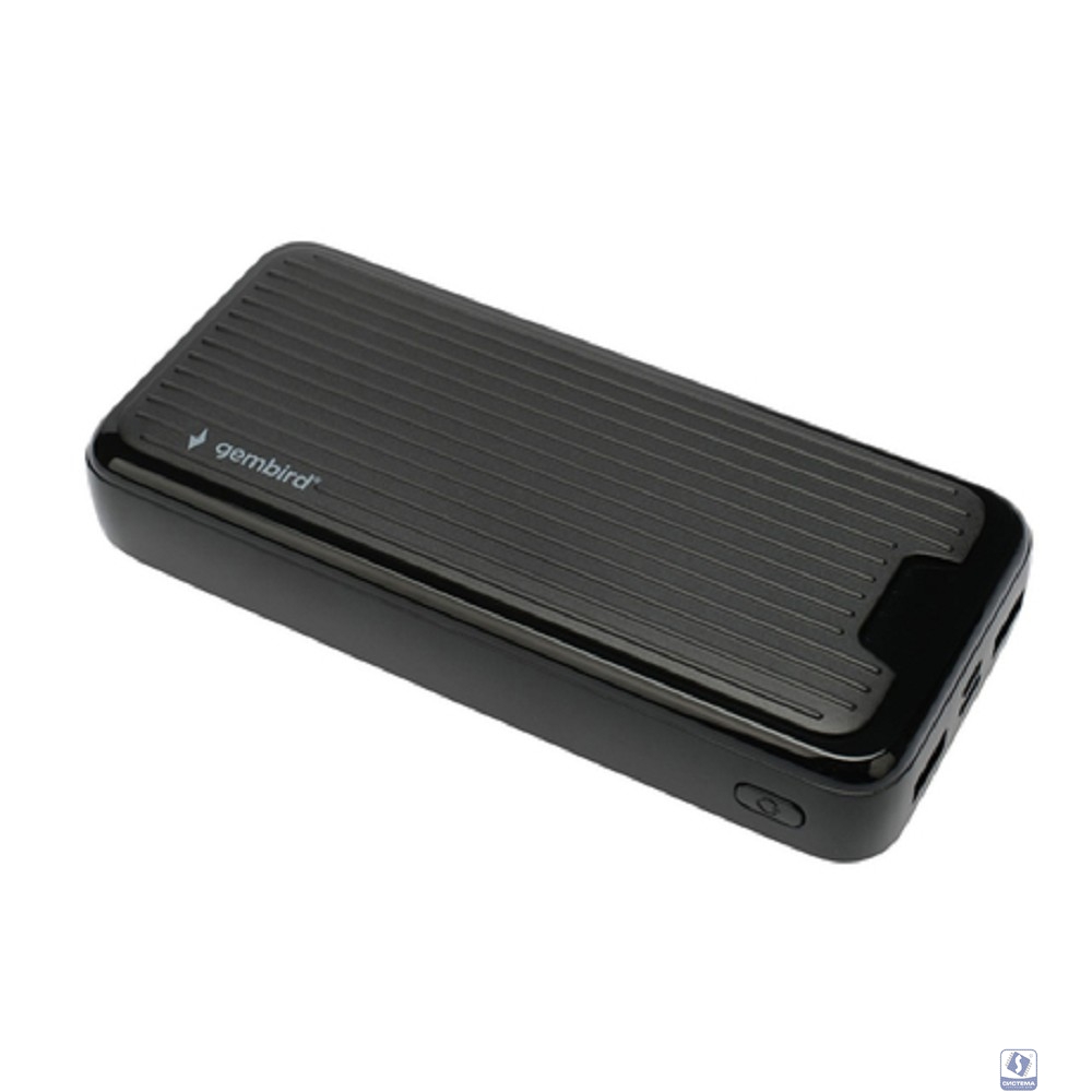 Gembird Портативный аккумулятор, 20000мАч, 2A, черный (GPB-20)