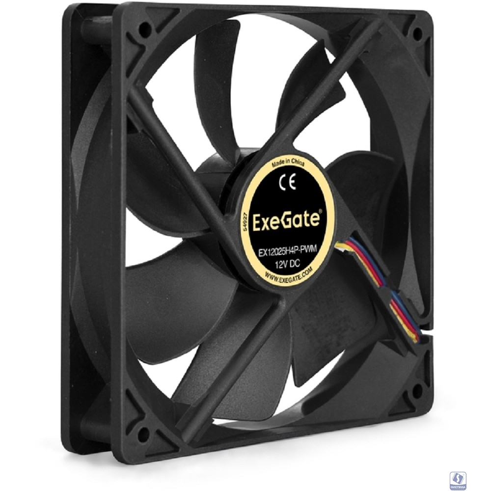 Exegate EX283392RUS Вентилятор ExeGate E12025H4P-PWM, 120x120x25 мм, гидродинамический, 4pin, PWM, 24dBA (без  креплений)