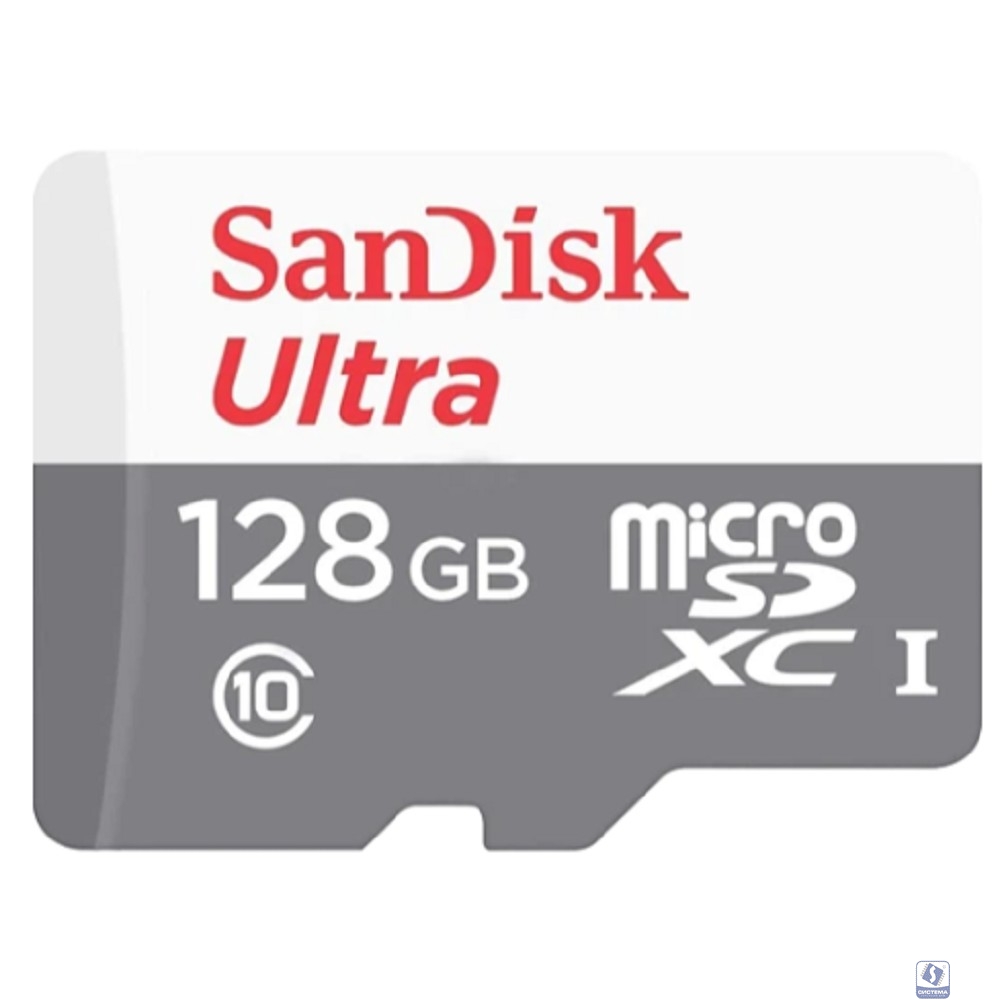 Micro SecureDigital 128GB SanDisk Ultra Class 10, UHS-I, R 100 МБ/с, <SDSQUNR-128G-GN3MN> адаптер на SD"